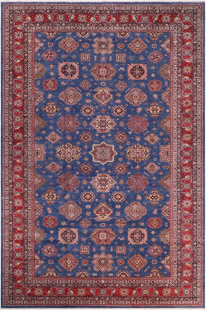 handmade Geometric Super Kazak Blue Red Hand Knotted RECTANGLE 100% WOOL area rug 12 x 16