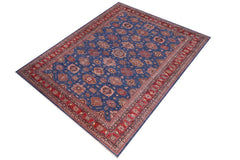 handmade Geometric Super Kazak Blue Red Hand Knotted RECTANGLE 100% WOOL area rug 12 x 16