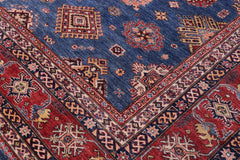 handmade Geometric Super Kazak Blue Red Hand Knotted RECTANGLE 100% WOOL area rug 12 x 16