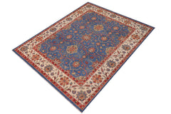 handmade Geometric Kazak Blue Beige Hand Knotted RECTANGLE 100% WOOL area rug 11x14