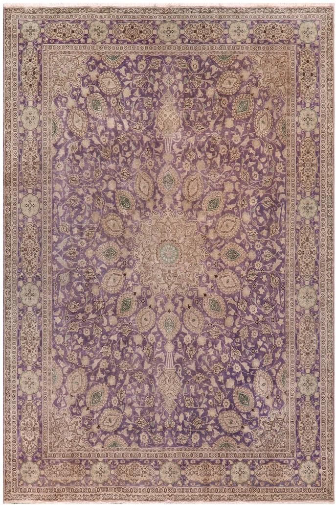 handmade Vintage Sheikh Shaf Purple Green Hand Knotted RECTANGLE 100% WOOL area rug 10 x 13