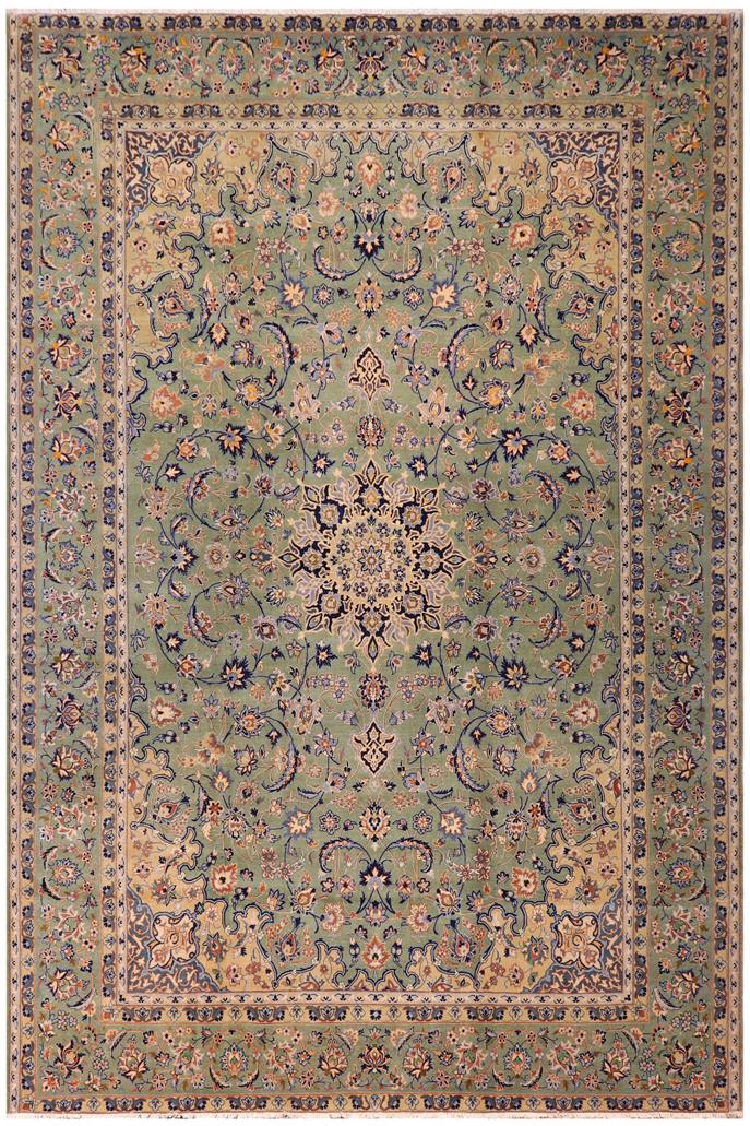 Traditional handmade Persian vintage distressed Green Blue Hand Knotted RECTANGLE 100% WOOL area rug 10 x 13