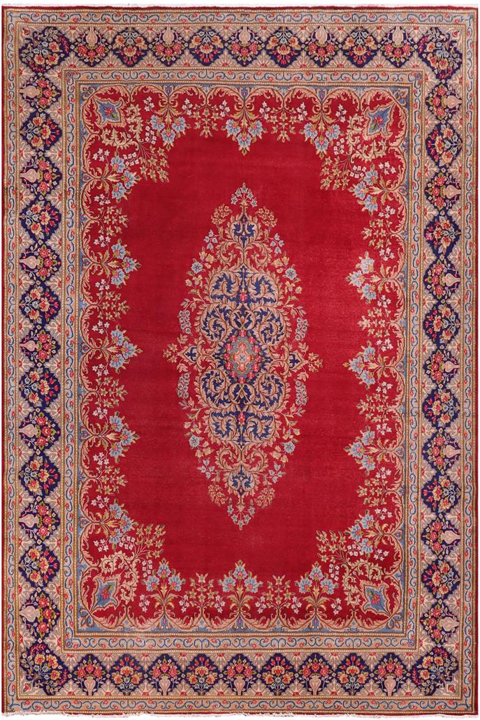 Traditional handmade Persian vintage distressed Pink Blue Hand Knotted RECTANGLE 100% WOOL area rug 10 x 12