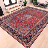 handmade Traditional Kashan Red Blue Hand Knotted RECTANGLE 100% Wool Pile area rug 10x14