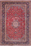 handmade Traditional Kashan Red Blue Hand Knotted RECTANGLE 100% Wool Pile area rug 10x14