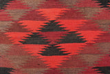 Flat Weave Kilim Antique Navaho Vintage handmade Geometric Kilim Burgundy Red Hand-Woven Runner 100% Wool Area Rug 11x14 