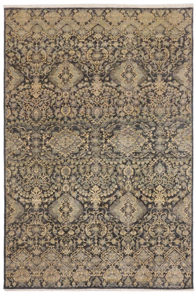 handmade Transitional Kafkaz Gray Blue Hand Knotted RECTANGLE 100% WOOL area rug 5 x 8