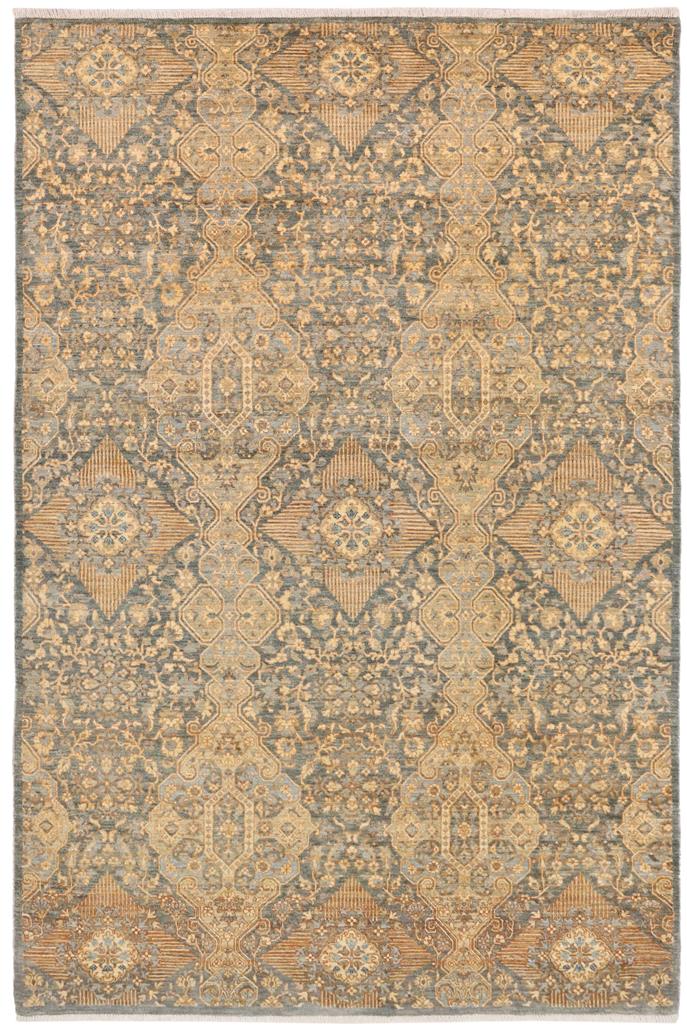 handmade Transitional Kafkaz Gray Blue Hand Knotted RECTANGLE 100% WOOL area rug 6 x 9