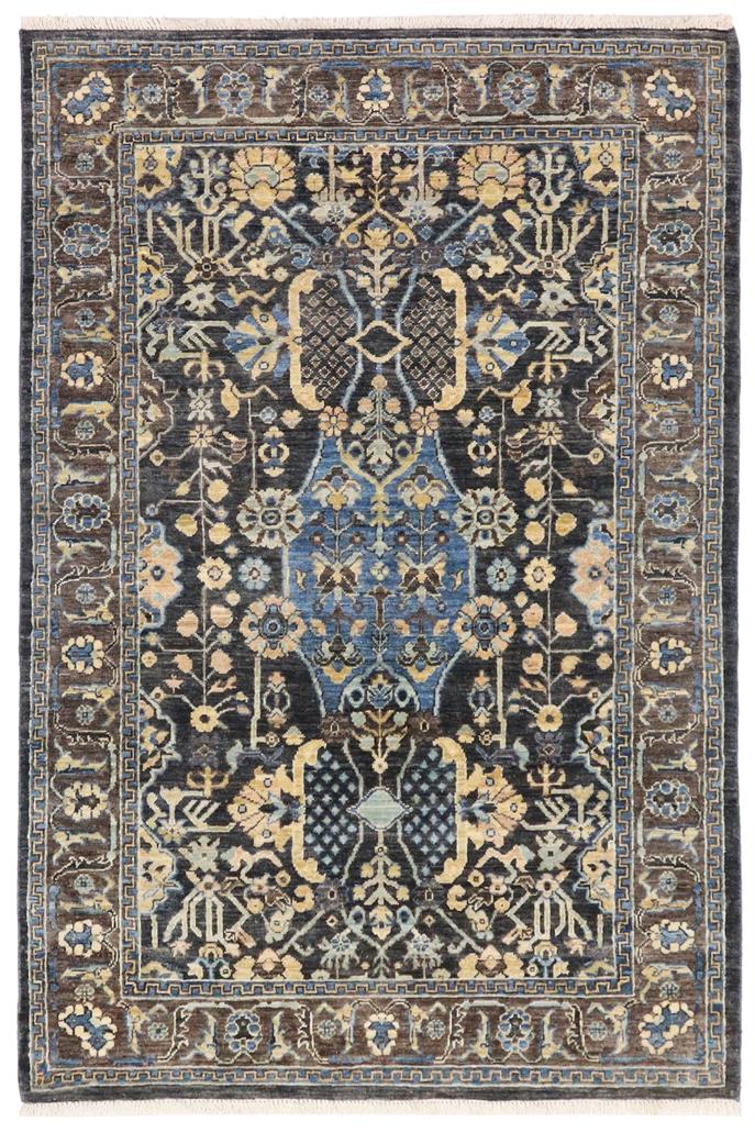 handmade Traditional Kafkaz Gray Blue Hand Knotted RECTANGLE 100% WOOL area rug 4 x 6