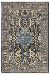 handmade Traditional Kafkaz Gray Blue Hand Knotted RECTANGLE 100% WOOL area rug 4 x 6