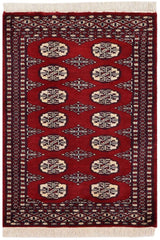 handmade Geometric Bokhara Red Beige Hand Knotted RECTANGLE 100% WOOL area rug 2 x 3