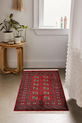 handmade Geometric Bokhara Red Black Hand Knotted RECTANGLE 100% WOOL area rug 3 x 4