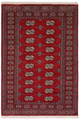 handmade Geometric Bokhara Red Gray Hand Knotted RECTANGLE 100% WOOL area rug 4 x 6