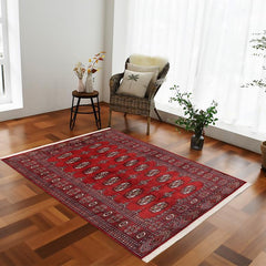 handmade Geometric Bokhara Red Rust Hand Knotted RECTANGLE 100% WOOL area rug 4 x 6