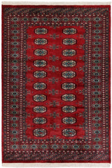 handmade Geometric Bokhara Red Green Hand Knotted RECTANGLE 100% WOOL area rug 4 x 6