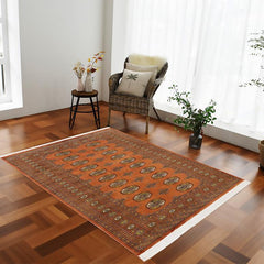 handmade Geometric Bokhara Rust Beige Hand Knotted RECTANGLE 100% WOOL area rug 4 x 6