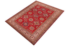 handmade Geometric Super Kazak Red Beige Hand Knotted RECTANGLE 100% WOOL area rug 8 x 10