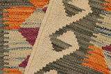 Flat Weave Kilim Antique Navaho Vintage handmade Geometric Kilim Gray Beige Hand-Woven Rectangle 100% Wool Area Rug 2x3 