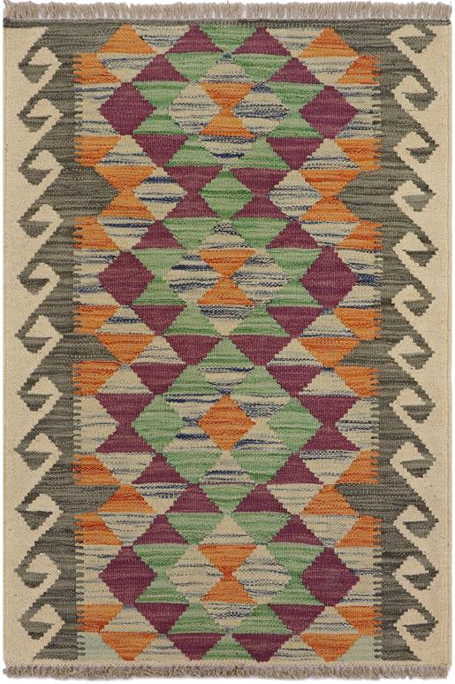 Flat Weave Kilim Antique Navaho Vintage handmade Geometric Kilim Gray Beige Hand-Woven Rectangle 100% Wool Area Rug 2x3 