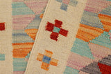 Flat Weave Kilim Antique Navaho Vintage handmade Geometric Kilim Beige Red Hand-Woven Rectangle 100% Wool Area Rug 2x3 