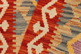 Flat Weave Kilim Antique Navaho Vintage handmade Geometric Kilim Red Beige Hand-Woven Rectangle 100% Wool Area Rug 2x3 