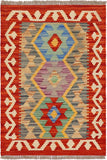 Retro Turkish Kilim Jayleen Hand-Woven Wool Rug - 1'11'' x 2'10''