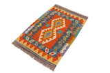 Flat Weave Kilim Antique Navaho Vintage handmade Geometric Kilim Rust Beige Hand-Woven Rectangle 100% Wool Area Rug 2x3 