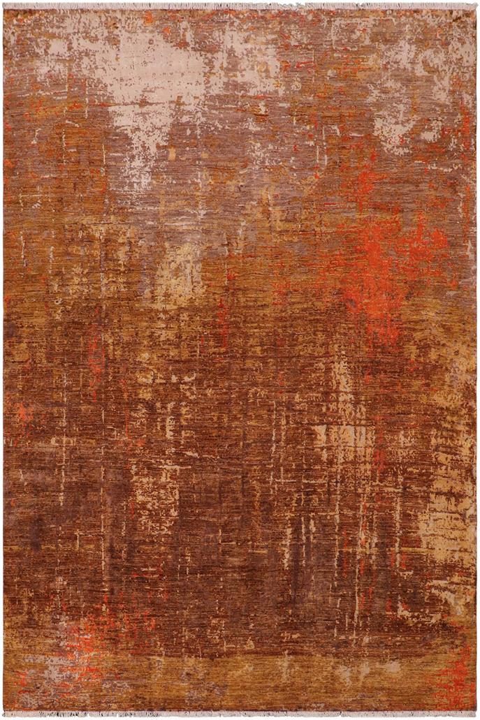 handmade Modern Modern Rust Gold Hand Knotted RECTANGLE WOOL&SILK area rug 8 x 10