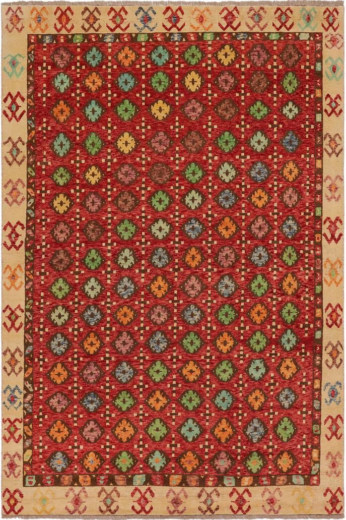 handmade Modern Balouchi Red Beige Hand Knotted RECTANGLE 100% WOOL area rug 7x10