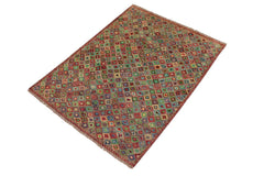 handmade Modern Balouchi Brown Red Hand Knotted RECTANGLE 100% WOOL area rug 4x6