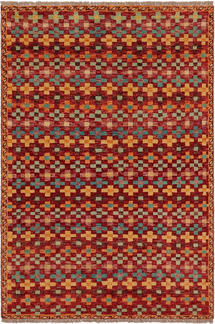 handmade Modern Balouchi Red Blue Hand Knotted RECTANGLE 100% WOOL area rug 3x5