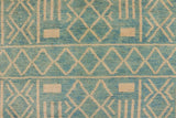 handmade Geometric Balouchi Blue Beige Hand Knotted RECTANGLE 100% WOOL area rug 3' x 5'