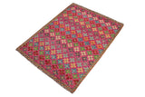 handmade Geometric Balouchi Pink Orange Hand Knotted RECTANGLE 100% WOOL area rug 3' x 5'