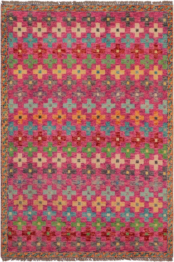 handmade Modern Balouchi Pink Orange Hand Knotted RECTANGLE 100% WOOL area rug 3x5