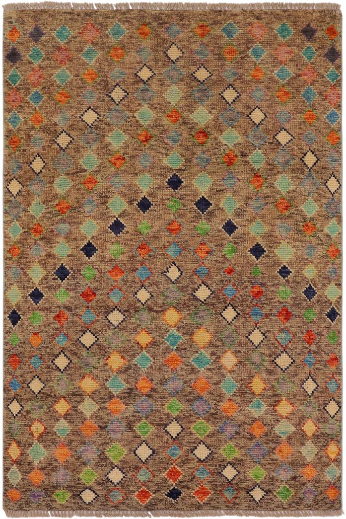 handmade Modern Balouchi Brown Rust Hand Knotted RECTANGLE 100% WOOL area rug 3x5