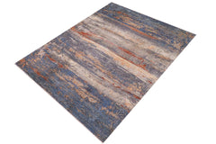 handmade Modern Modern Blue Rust Hand Knotted RECTANGLE WOOL&SILK area rug 10 x 14