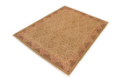 handmade Transitional Kafkaz Lt. Green Lt. Brown Hand Knotted RECTANGLE 100% WOOL area rug 8 x 10