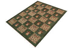 handmade Transitional Kafkaz Green Rust Hand Knotted RECTANGLE 100% WOOL area rug 8 x 10