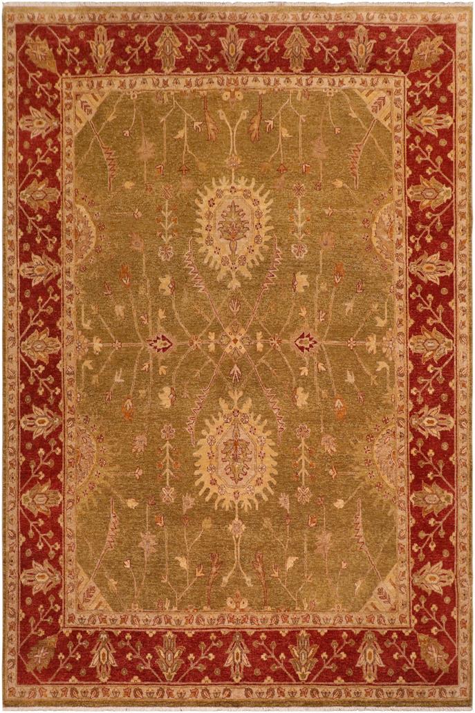 handmade Traditional Kafkaz Olive Green Rust Hand Knotted RECTANGLE 100% WOOL area rug 8 x 10