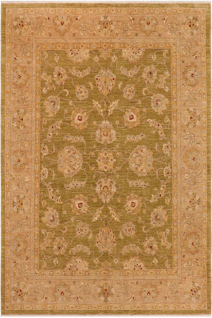 handmade Traditional Kafkaz Green Tan Hand Knotted RECTANGLE 100% WOOL area rug 8 x 10