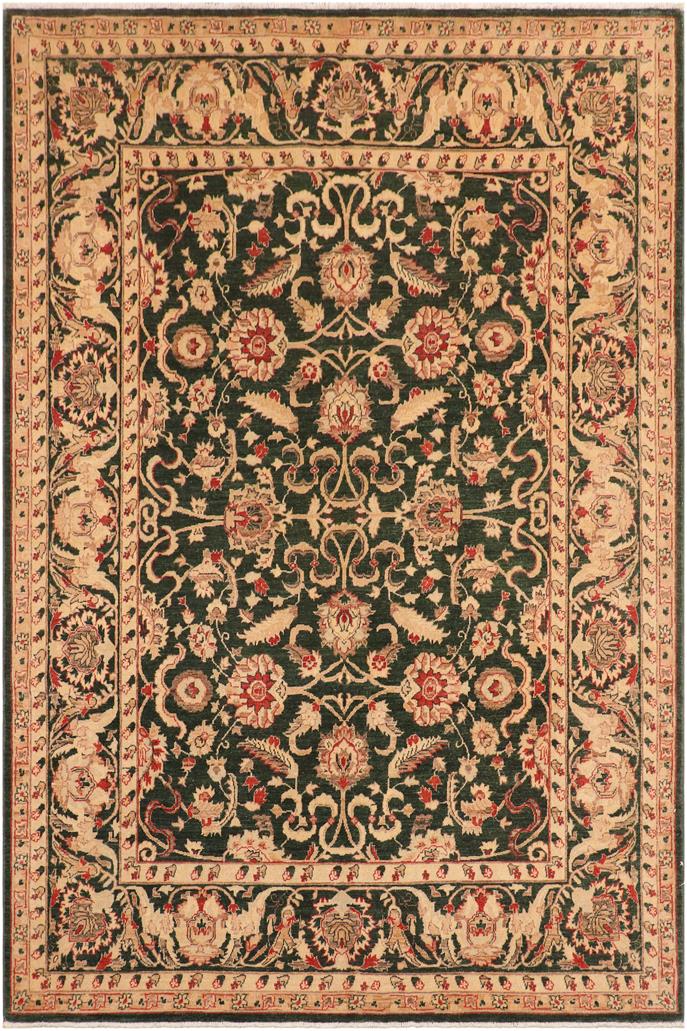 handmade Traditional Kafkaz Green Beige Hand Knotted RECTANGLE 100% WOOL area rug 8 x 10