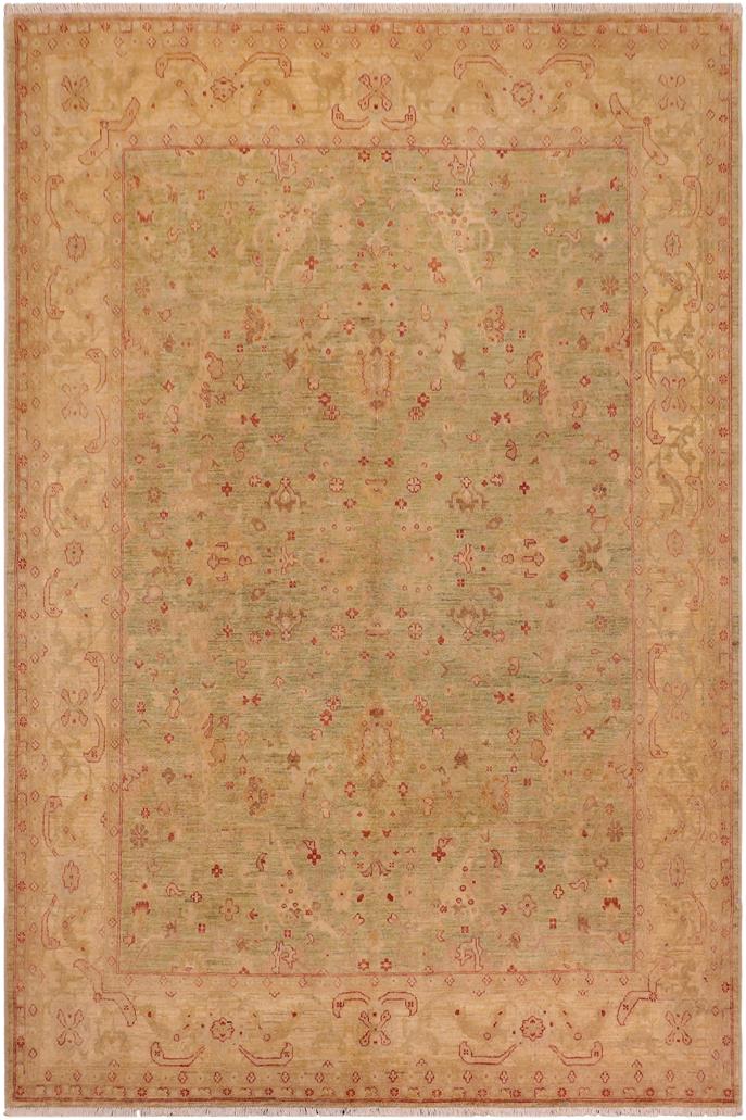 handmade Traditional Kafkaz Green Tan Hand Knotted RECTANGLE 100% WOOL area rug 8 x 10