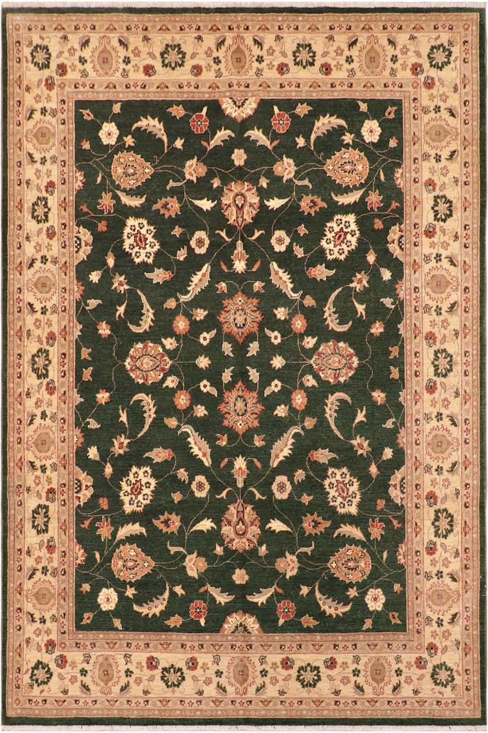 handmade Traditional Kafkaz Green Beige Hand Knotted RECTANGLE 100% WOOL area rug 8 x 10