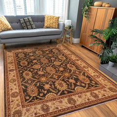 handmade Transitional Kafkaz Charcoal Beige Hand Knotted RECTANGLE 100% WOOL area rug 8 x 10