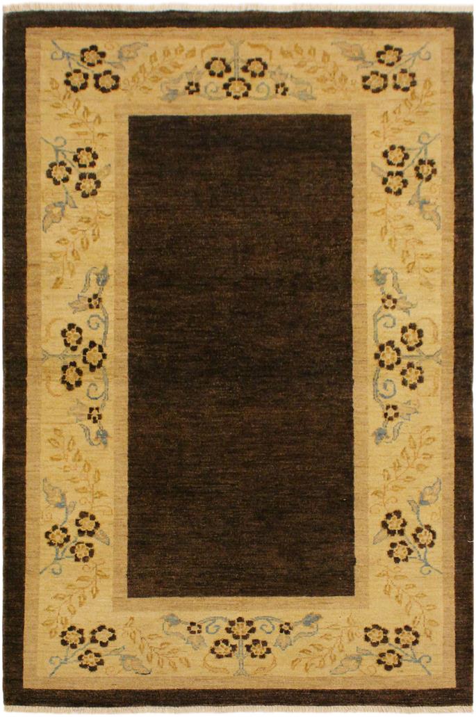 handmade Modern Gabbeh Brown Beige Hand Knotted RECTANGLE 100% WOOL area rug 4 x 6