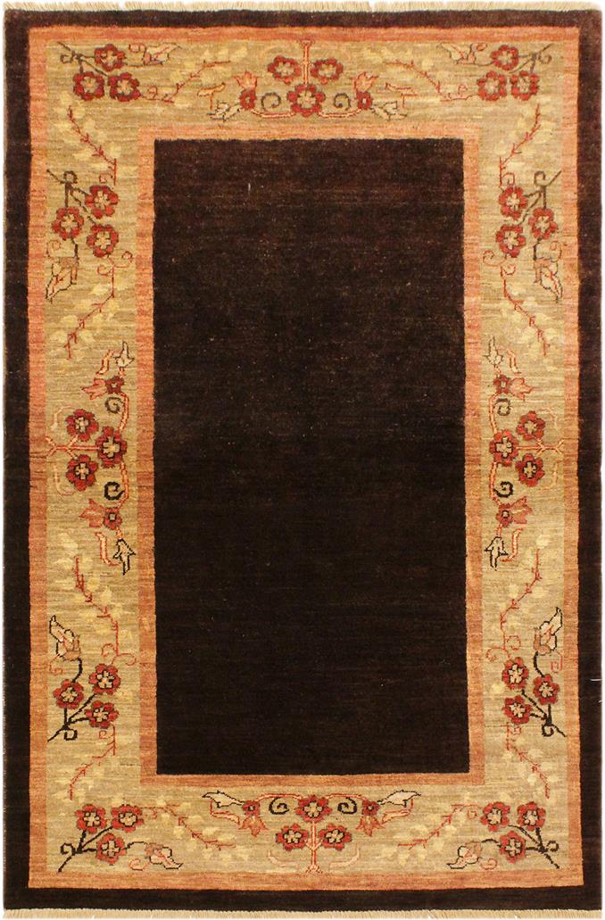 handmade Modern Gabbeh Brown Tan Hand Knotted RECTANGLE 100% WOOL area rug 4 x 6