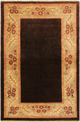 handmade Modern Gabbeh Brown Tan Hand Knotted RECTANGLE 100% WOOL area rug 4 x 6