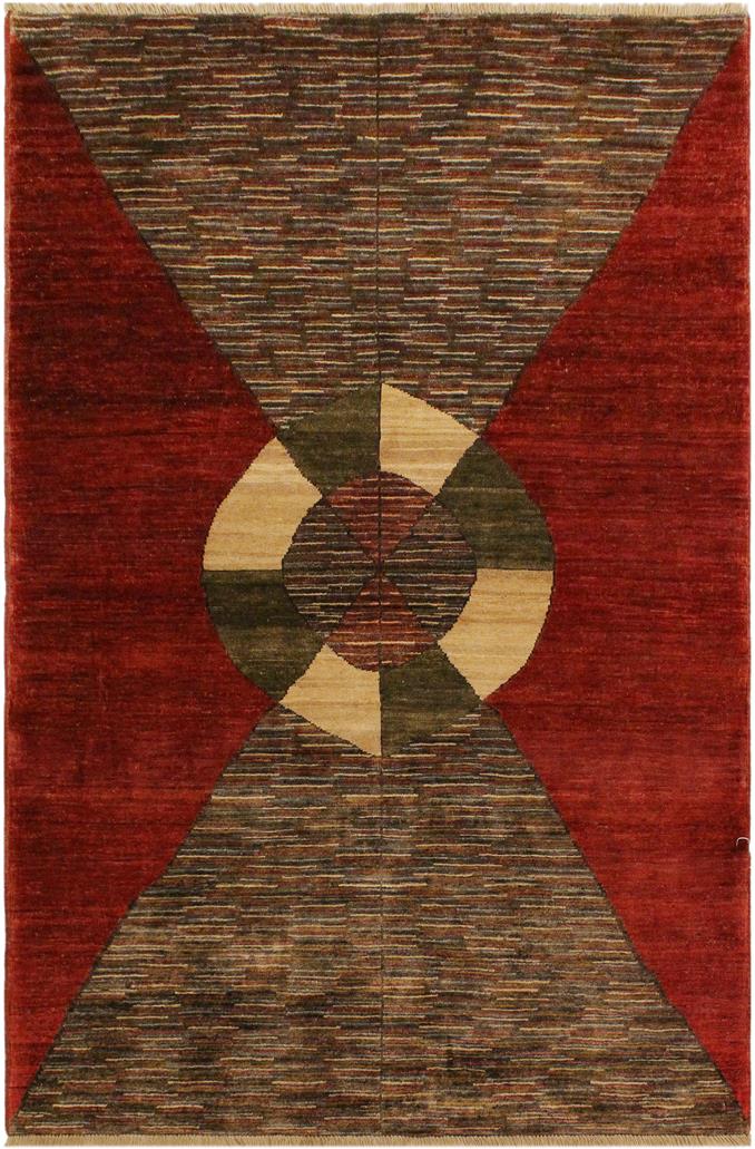 handmade Modern Gabbeh Red Brown Hand Knotted RECTANGLE 100% WOOL area rug 4  x 6 