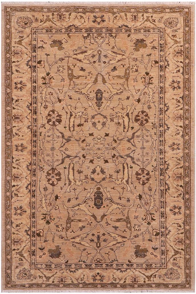 handmade Traditional Kafkaz Tan Lt. Tan Hand Knotted RECTANGLE 100% WOOL area rug 4 x 6