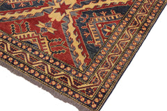 handmade Geometric Super Kazak Red Beige Hand Knotted RECTANGLE 100% WOOL area rug 4 x 6